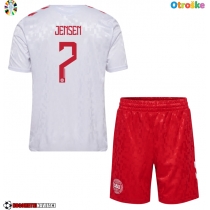 Otroške Nogometnih dresov Danska Mathias Jensen #7 Gostujoči EP 2024 Kratki rokavi (+ hlače)